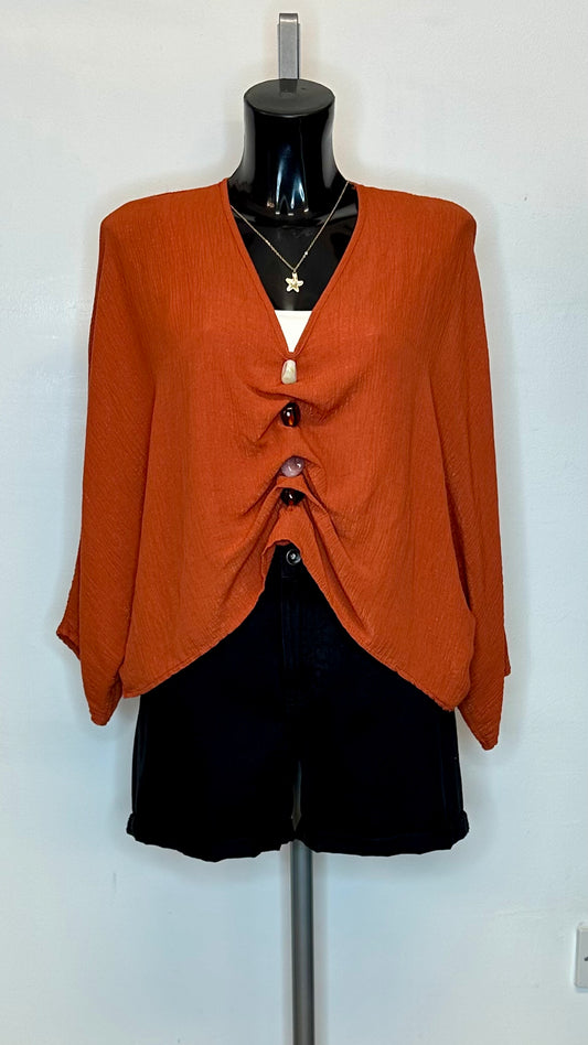 Ruched Beaded Batwing Top