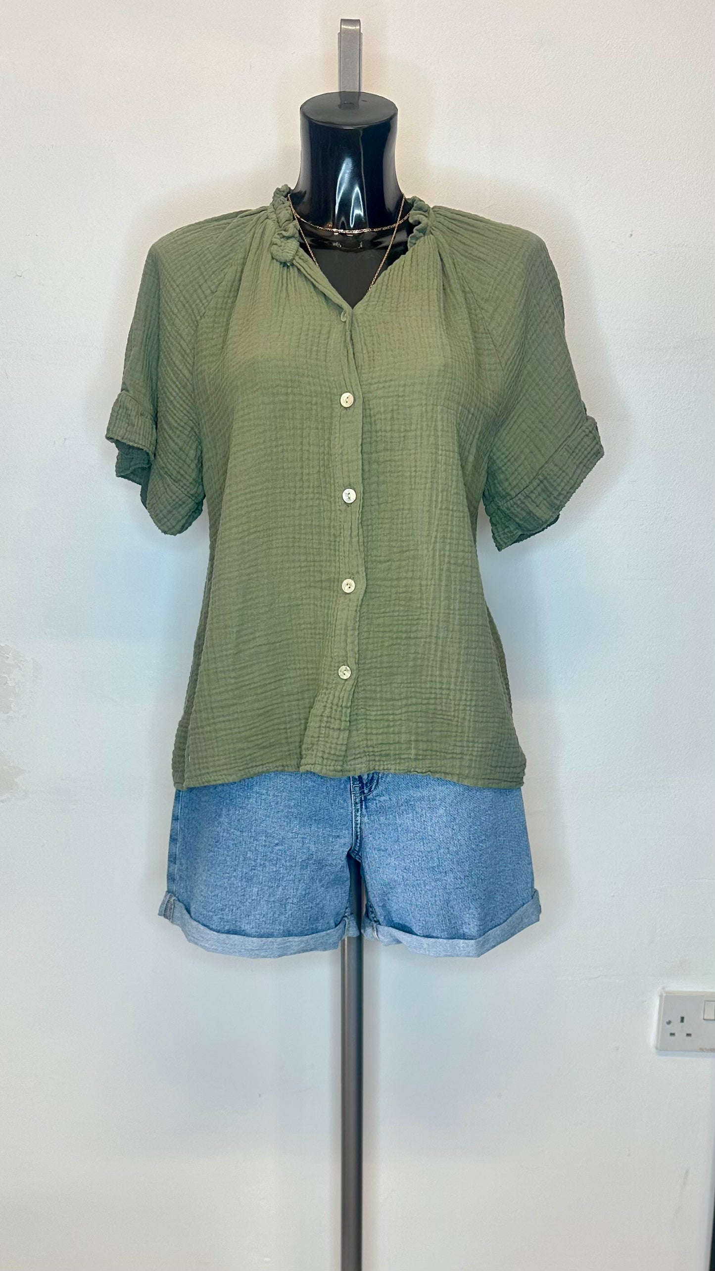 Cheesecloth Top - Khaki Colour