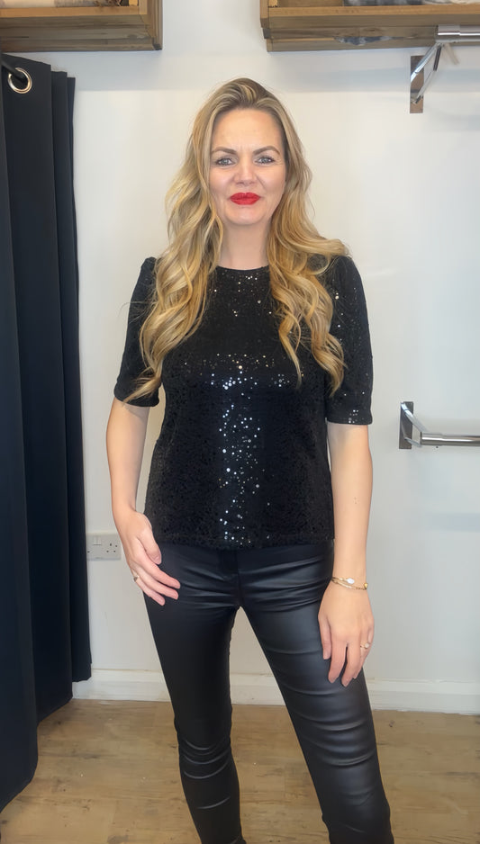 Black sequin top