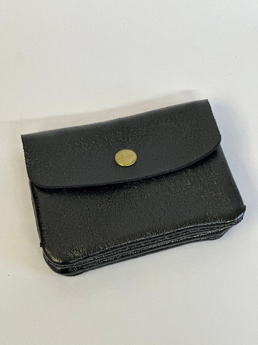 Black metallic leather coin purse