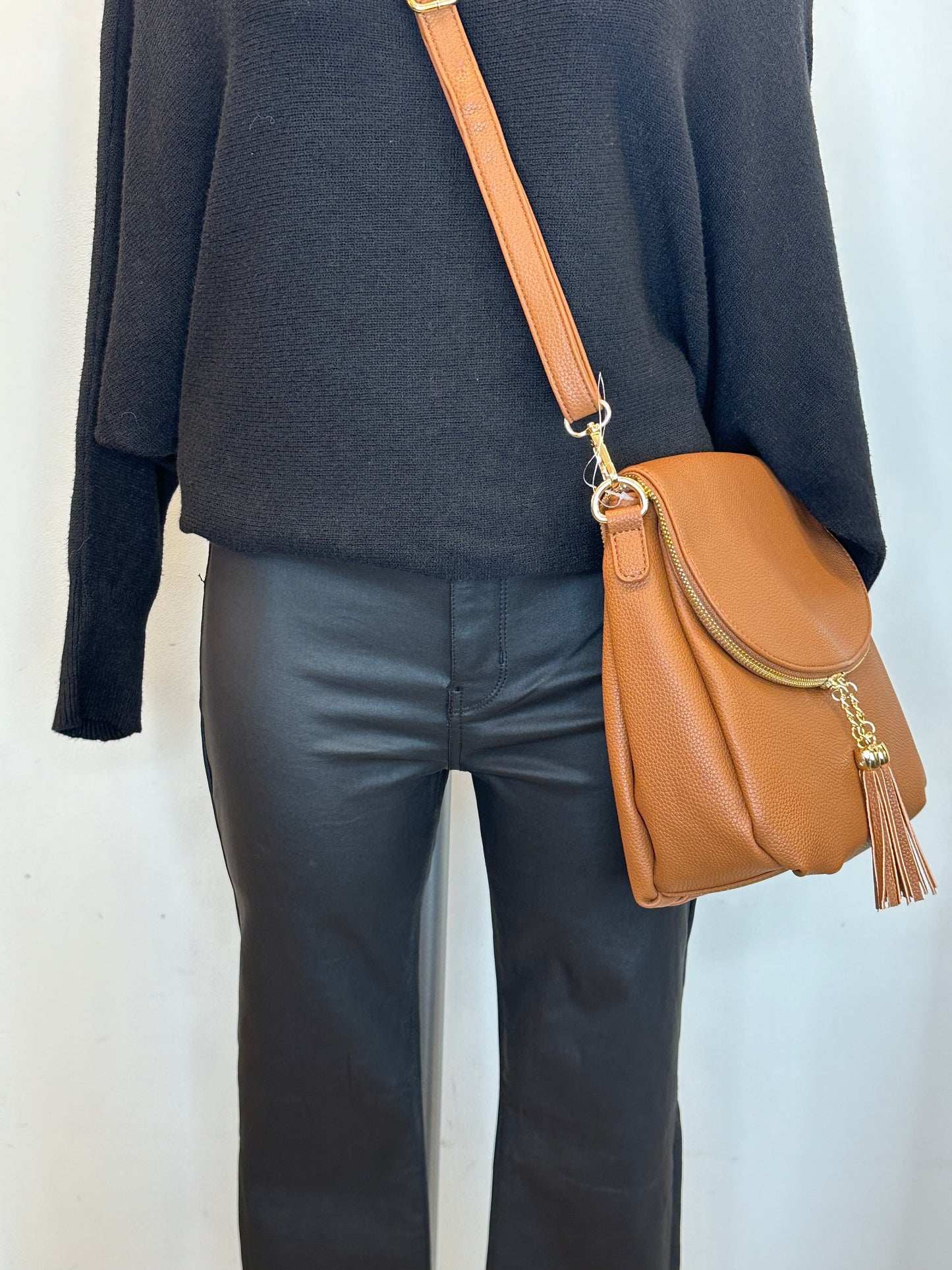 Soft satchel tassel bag - Brown colour
