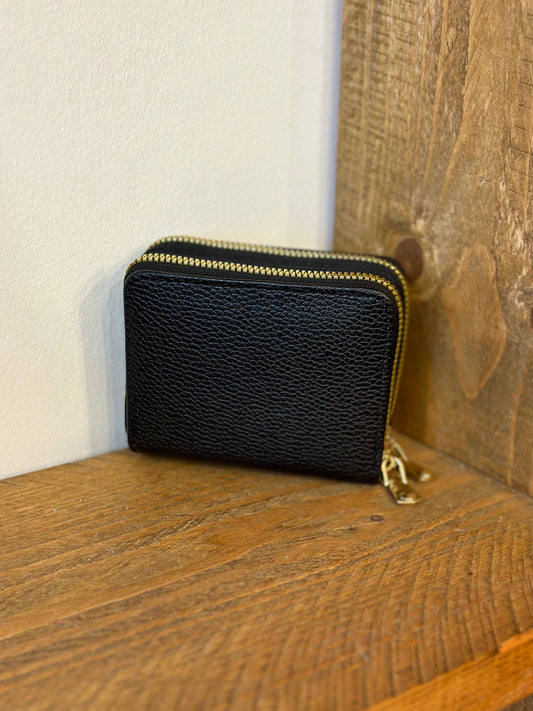 Black double zip purse