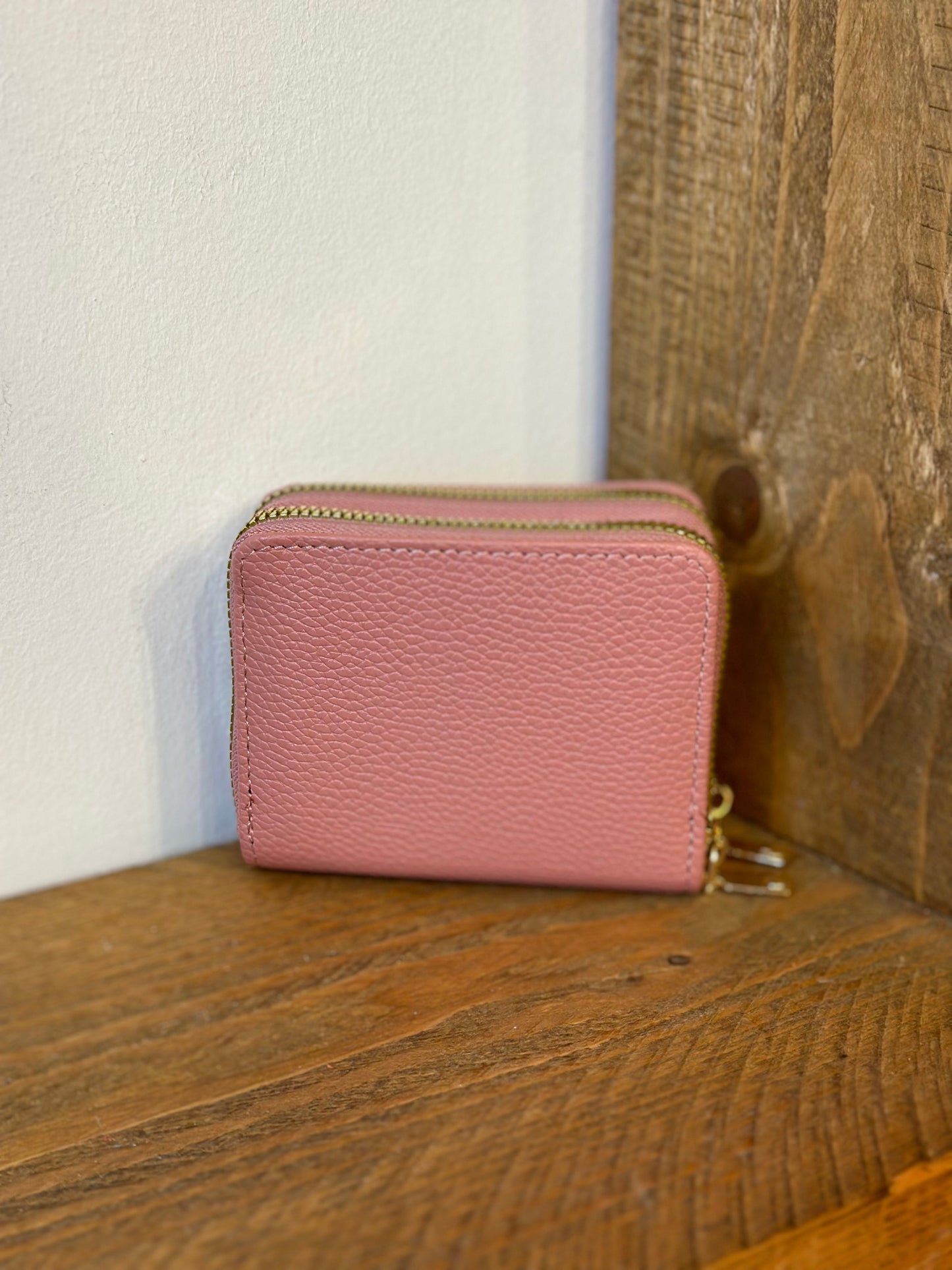 Pink double zip purse