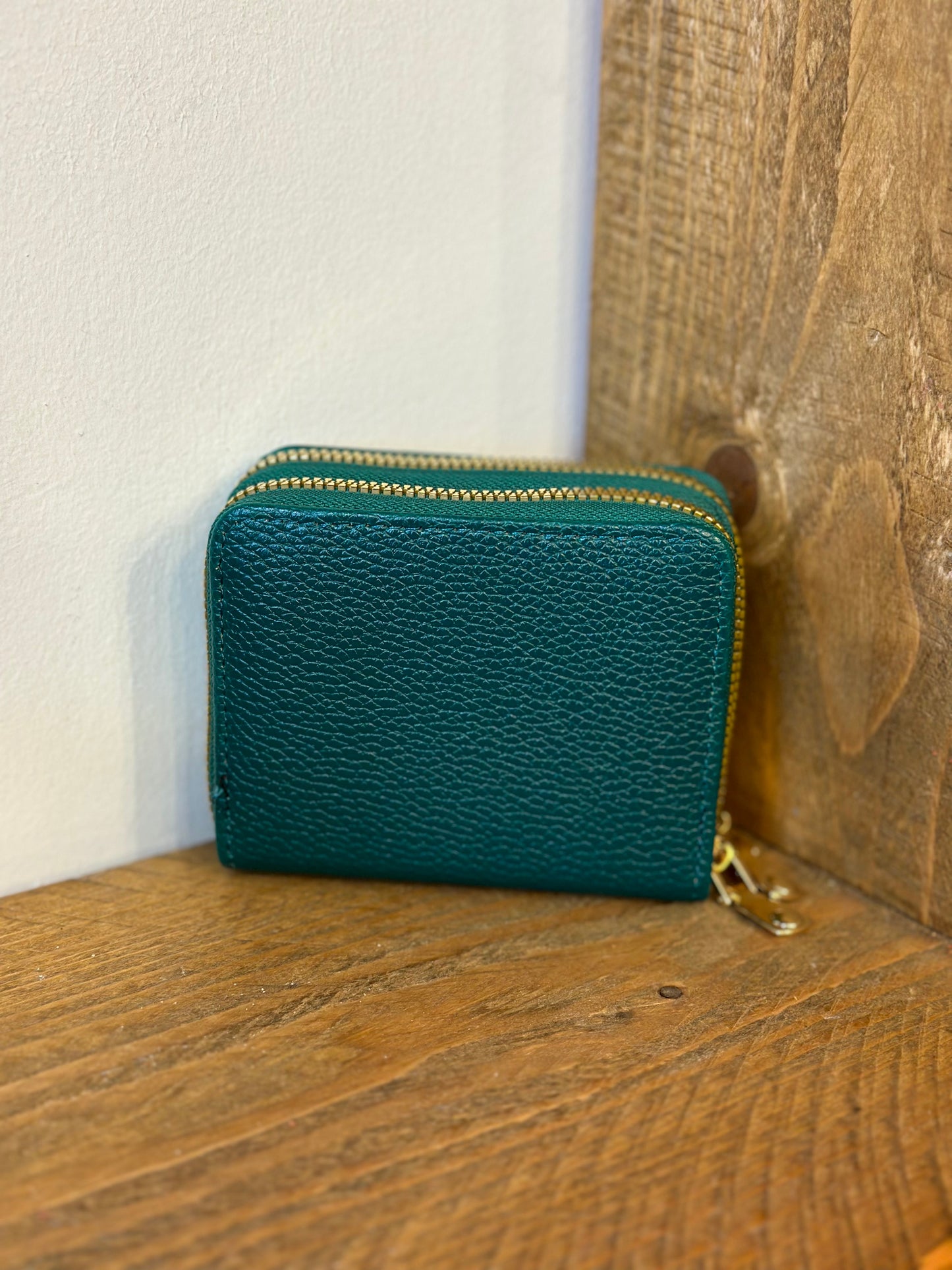 Green double zip purse