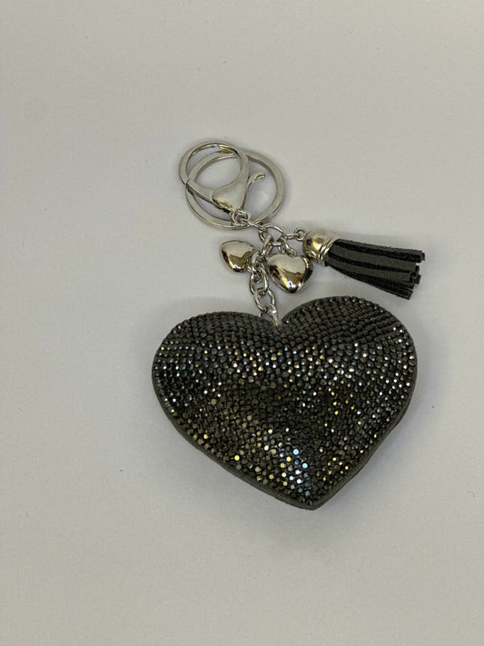 Dark Grey Diamanté keyring