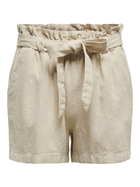 Linen Blend Shorts - Beige Colour