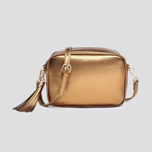 Bronze crossbody camera bag - Gold hardware