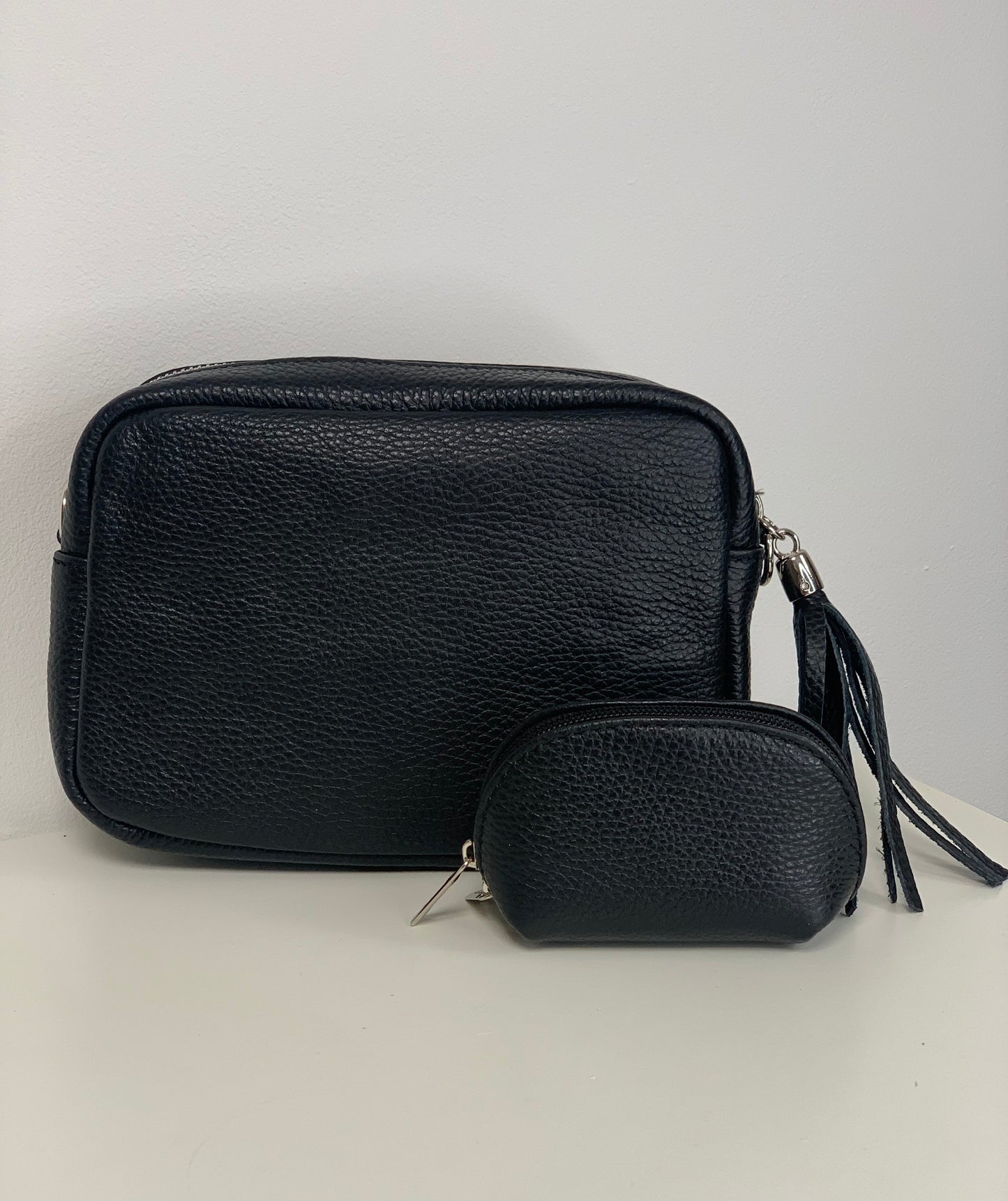 Black Camera Bag - Real Leather
