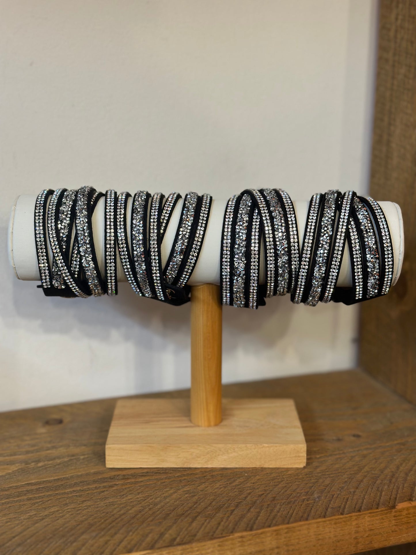 Black diamanté wrap bracelet