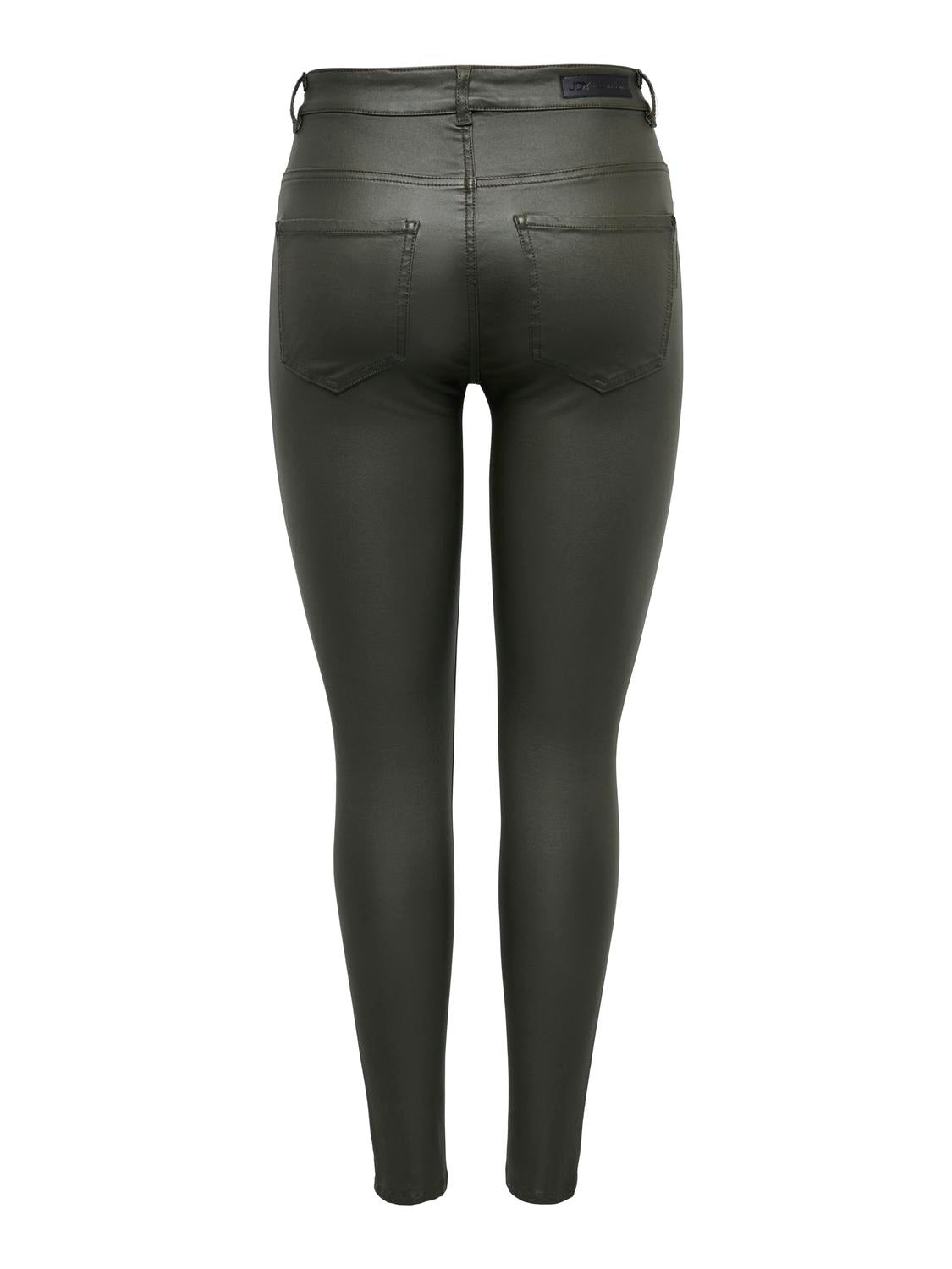 Khaki faux leather trousers