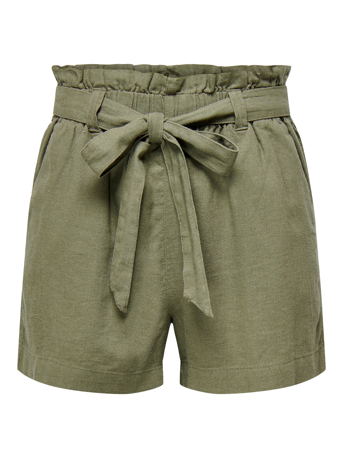 Linen Blend Shorts - Khaki Colour