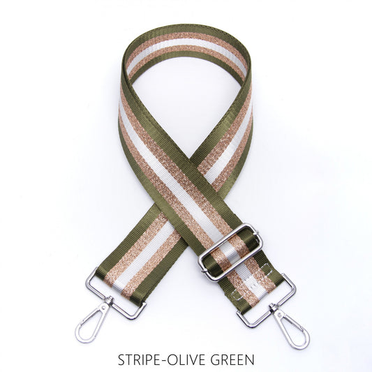 Gold glitter bag strap - Olive colour / Silver hardware
