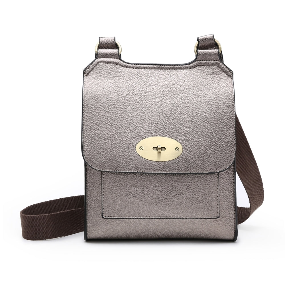 Pewter cross over shoulder bag