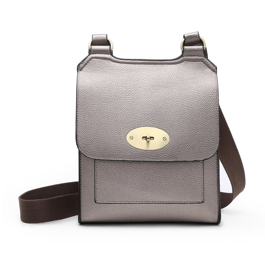 Pewter cross over shoulder bag
