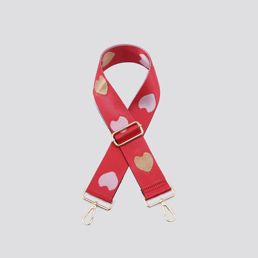 Red heart bag strap - Gold hardware