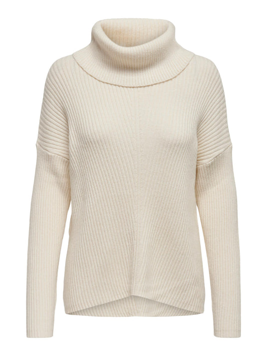 Cream ribbed roll neck jumper