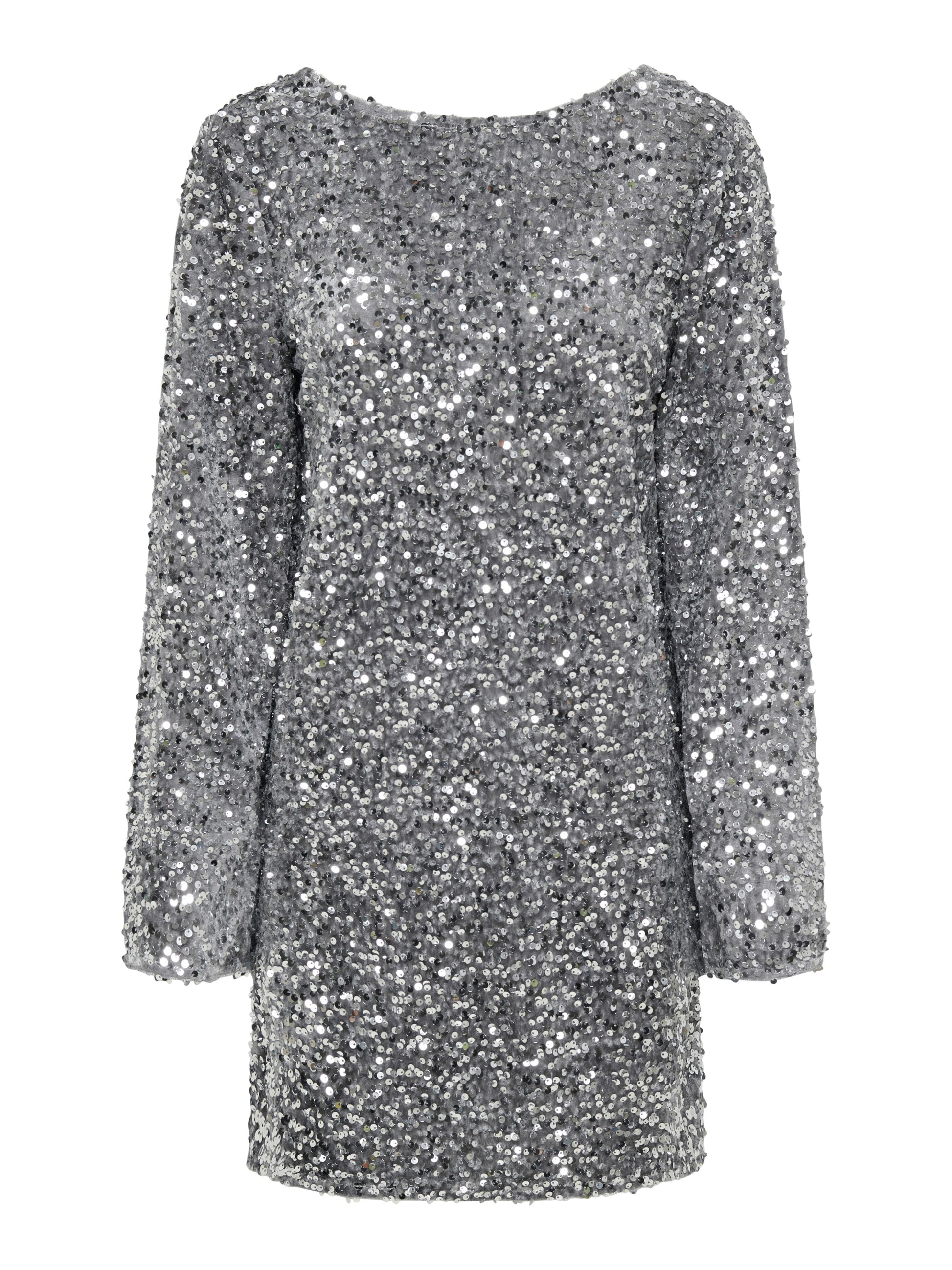 Sequin Velour Dress - Silver Colour Livia's Boutique Sequin Velour Dress - Silver Colour Livia's Boutique