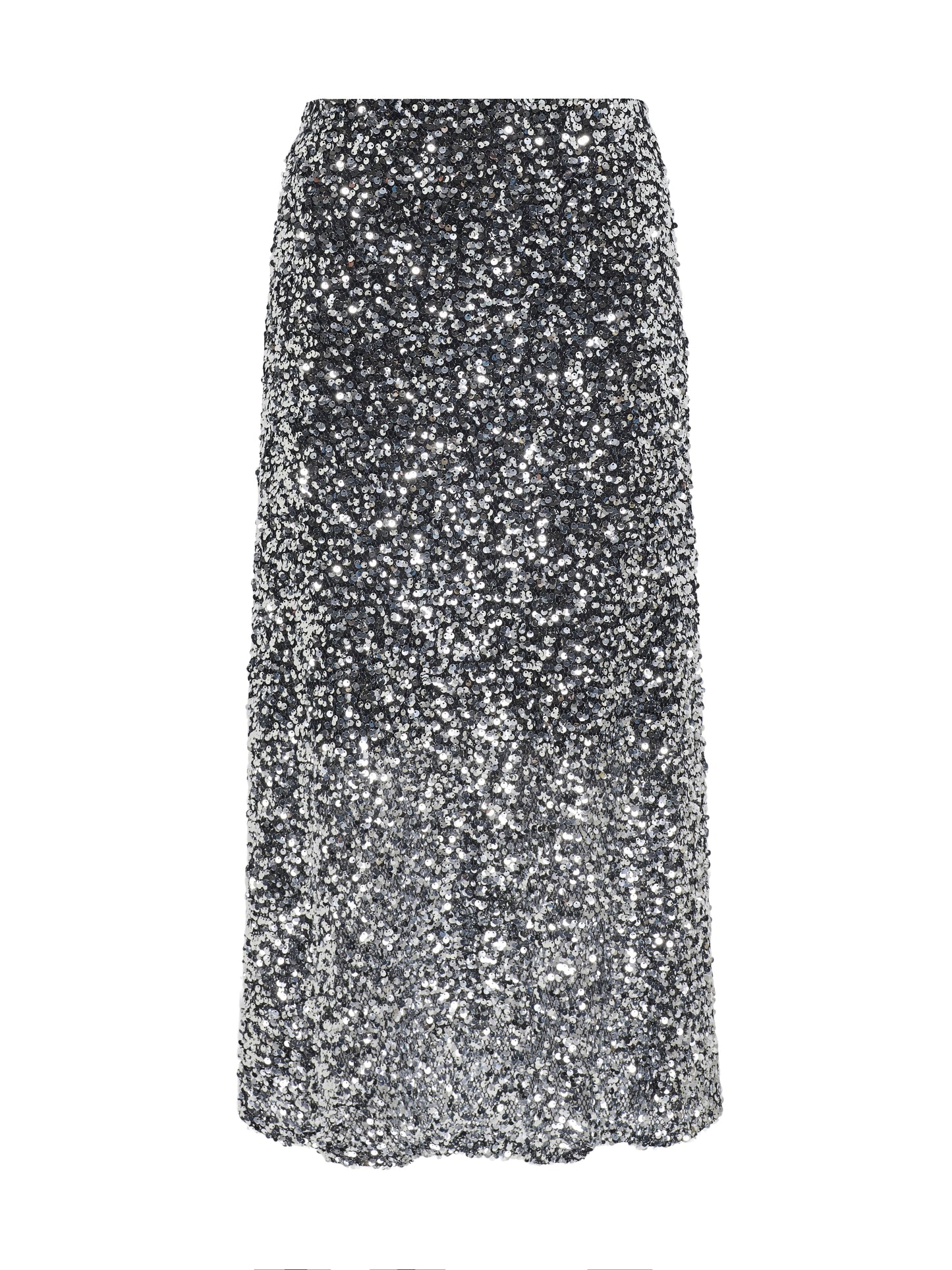 Silver Sequin Midi Skirt
