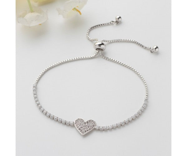 Heart Diamante Bracelet - Gold and Silver plated options