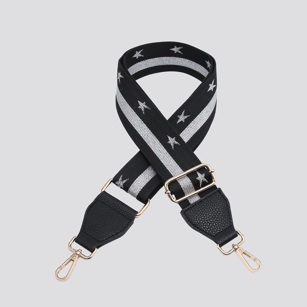 Silver stars and stripes bag strap - Gold Hardware