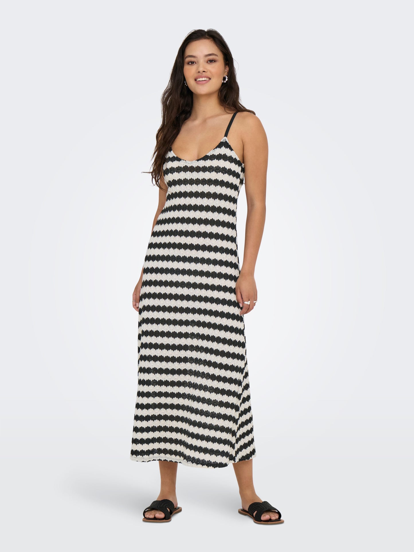 Black Stripe Midi Dress