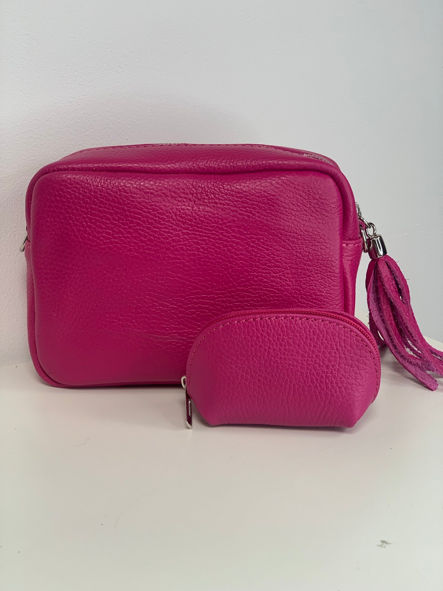 Pink Camera Bag - Real Leather