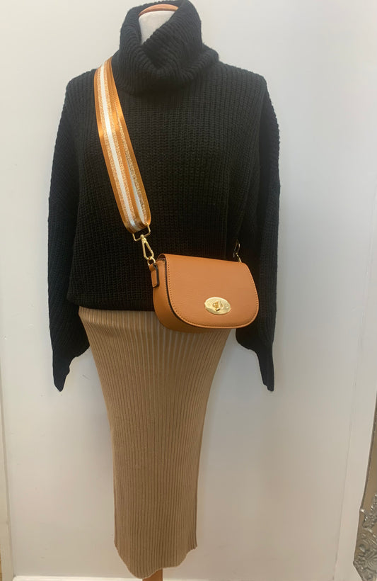 Tan ribbed skirt
