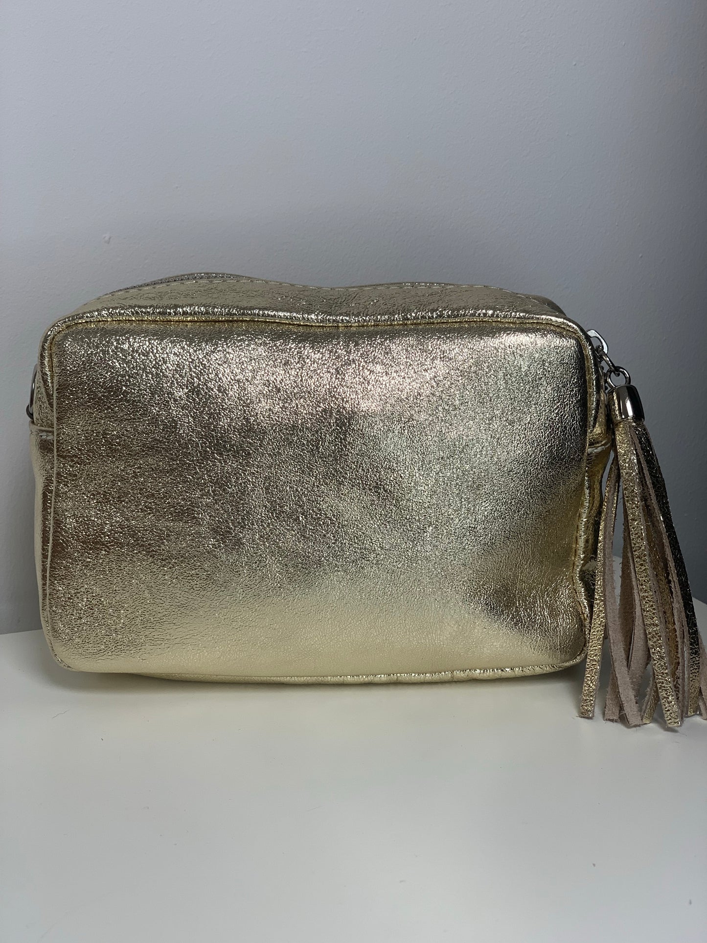 Gold Camera Bag - Real Leather