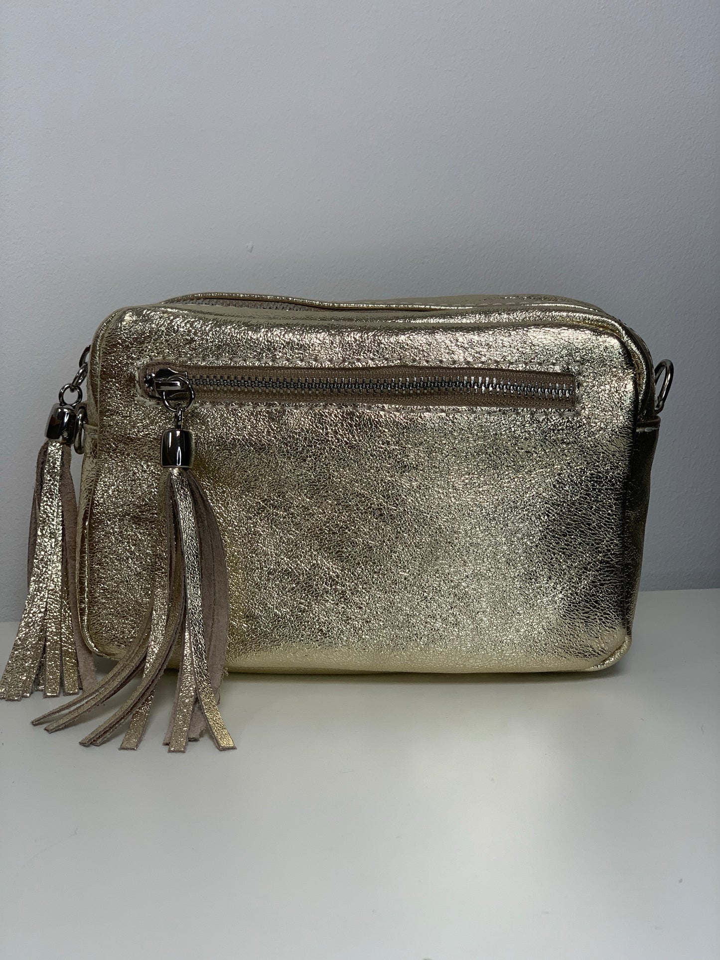 Gold Camera Bag - Real Leather