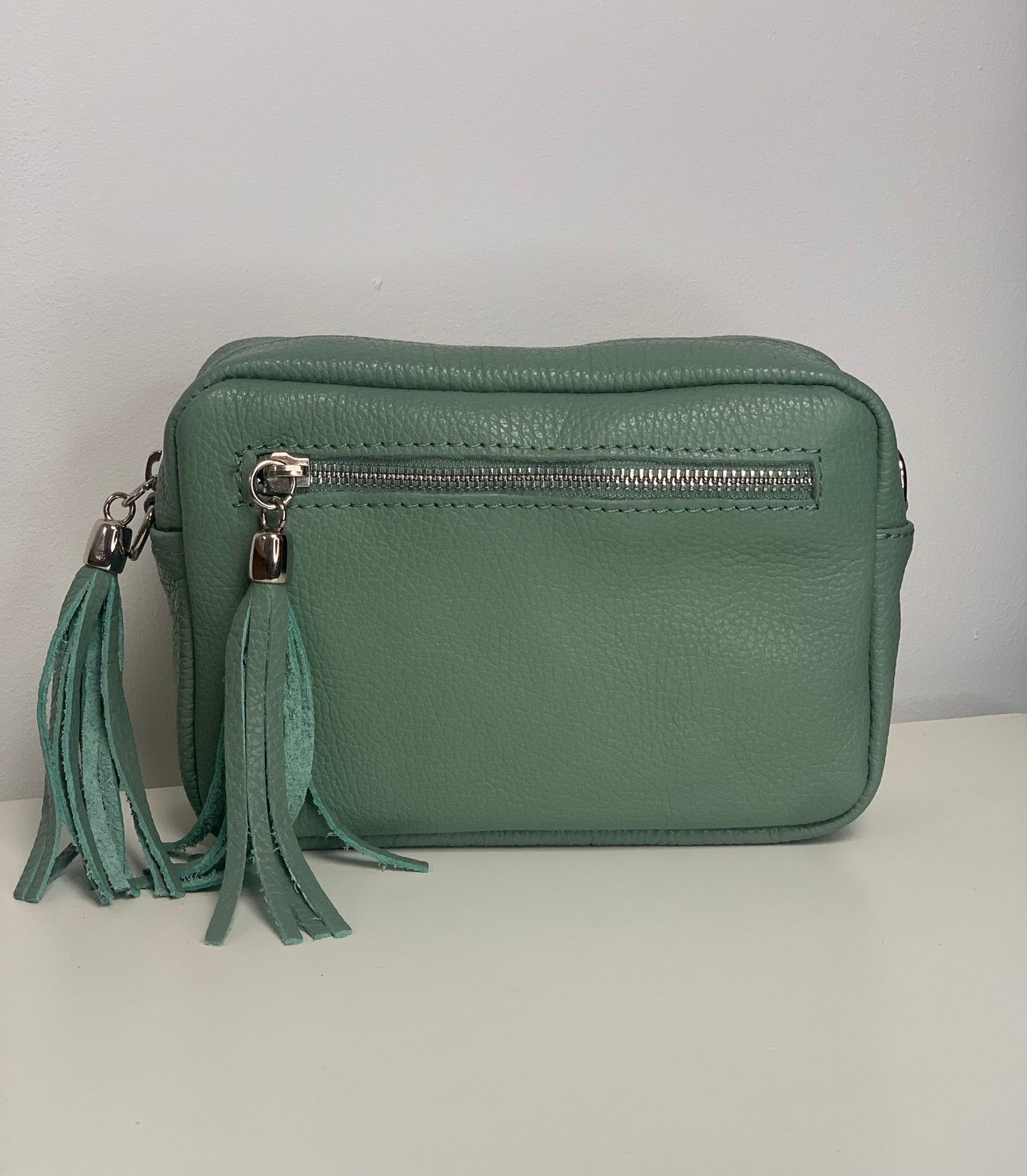 Pastel Green Camera Bag -  Real Leather