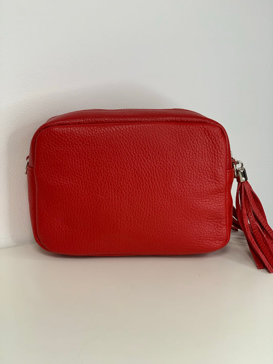 Red Camera Bag - Real leather