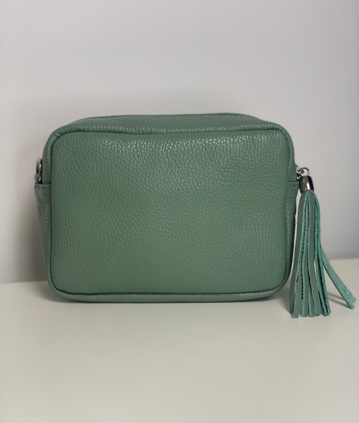Pastel Green Camera Bag -  Real Leather