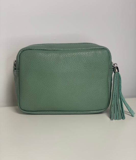 Pastel Green Camera Bag -  Real Leather
