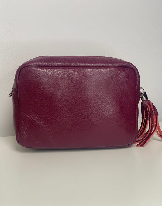 Burgundy Camera Bag - Real Leather
