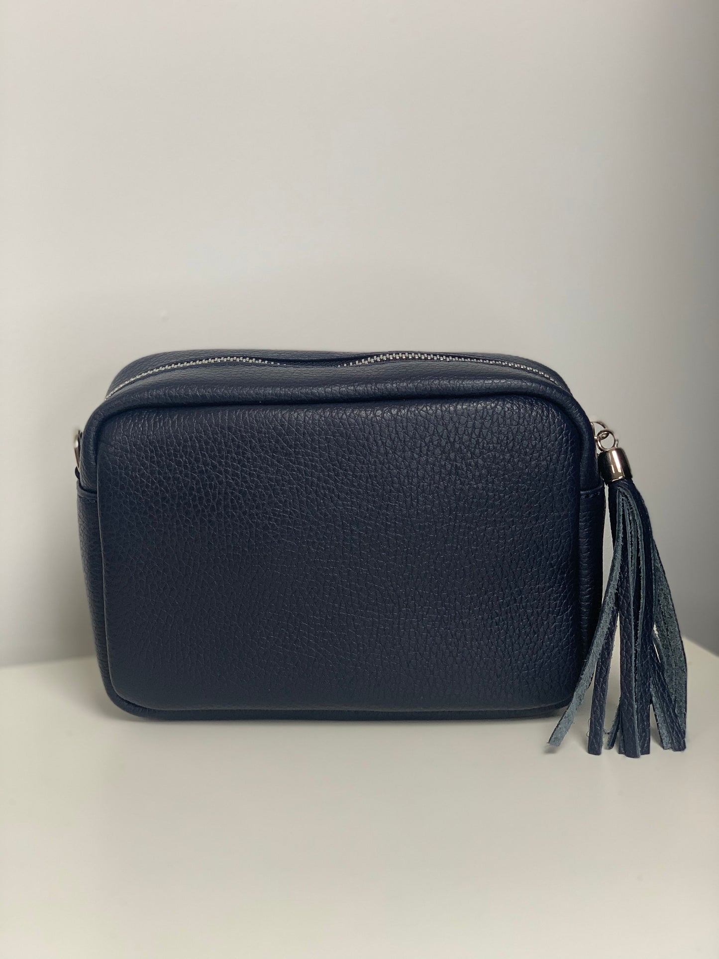 Navy Camera Bag - Real Leather