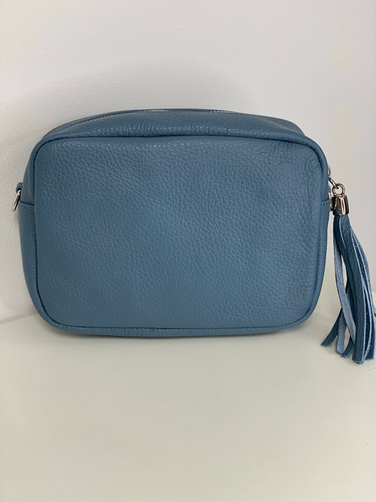 Dusky Blue Camera Bag - Real Leather